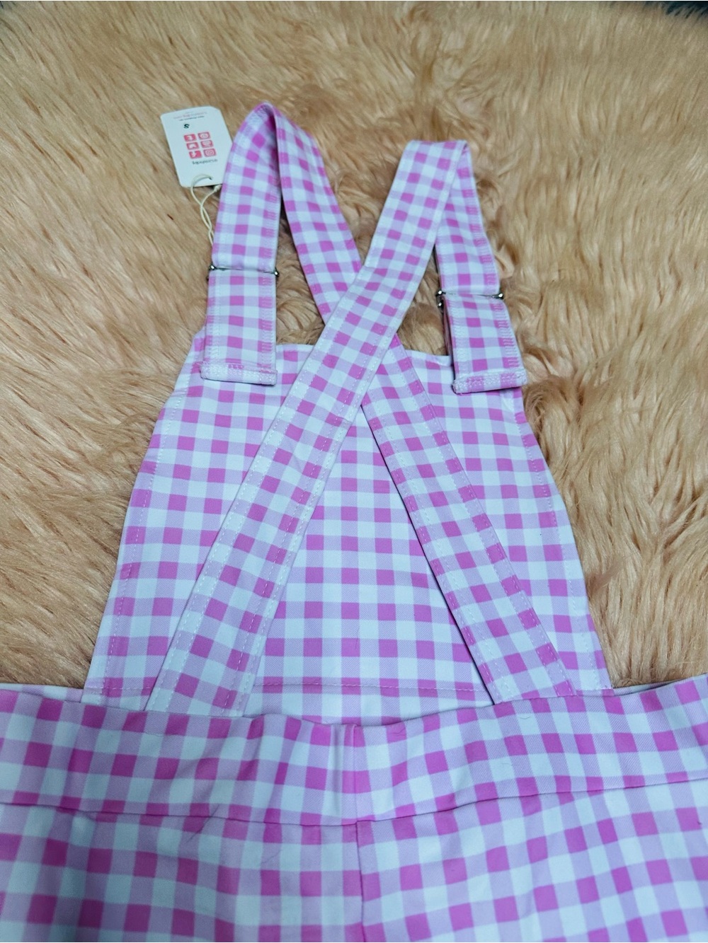 Pink Gingham 'BABY' Ruffle Short Overalls - Picture 11 of 15
